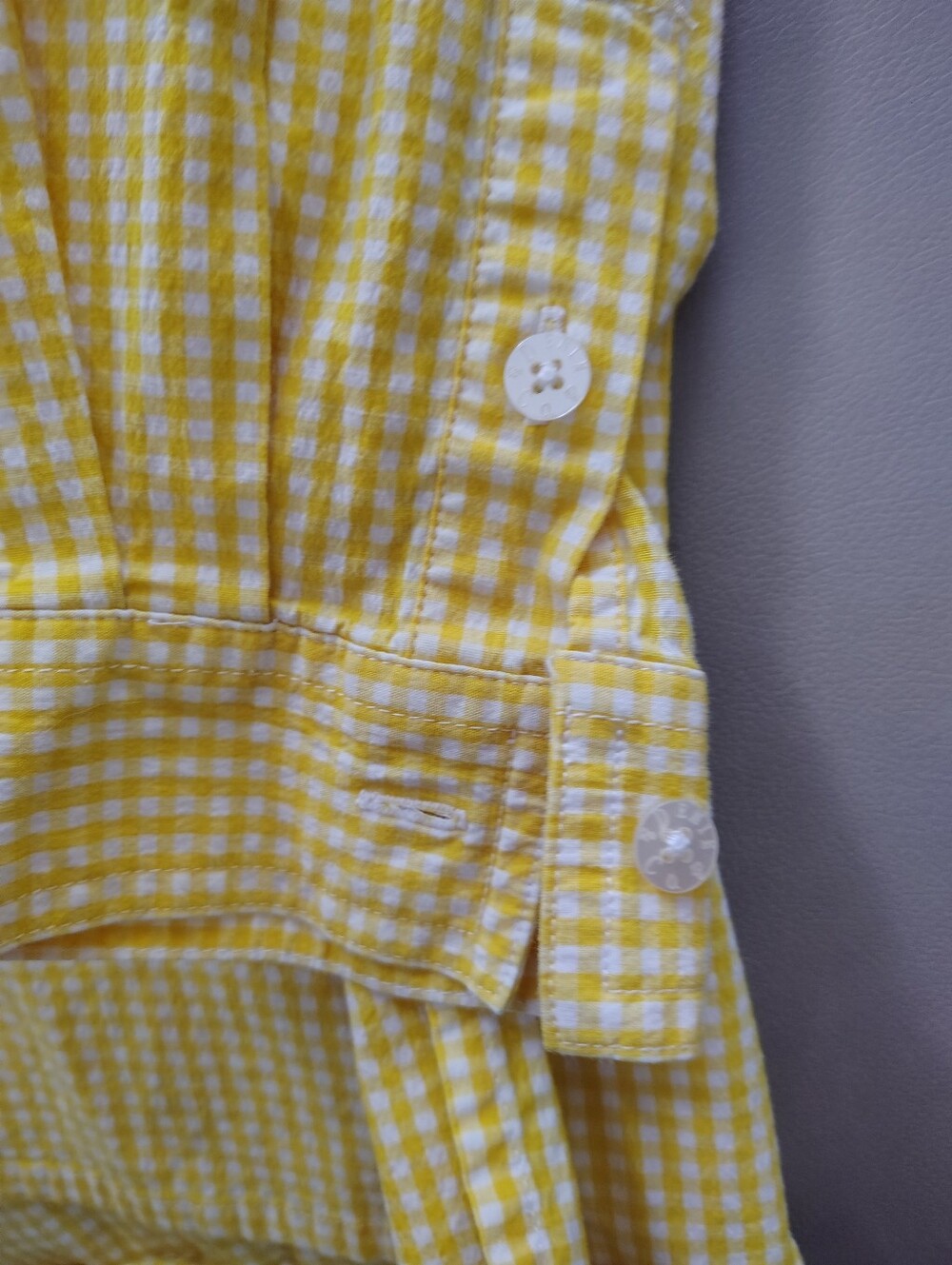 Denim&Co  Size L Yellow Gingham Button-Front Shirt - Picture 2 of 7